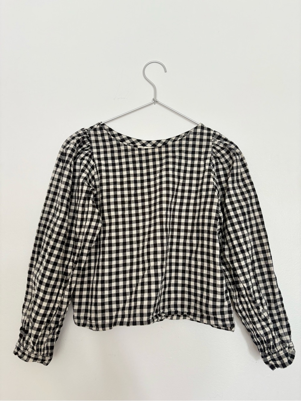 Shelter Black & White Gingham Long Sleeve Top
